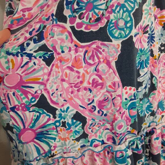 Lilly Pulitzer Loro Swing Dress Tiered High Tide Navy Sea Baby Doll Womens S - Picture 6 of 11